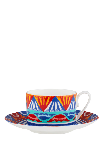 Carretto Azzurro Giallo Tea Cup & Saucer Set